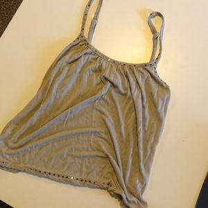 Tan tank . Sequins on top